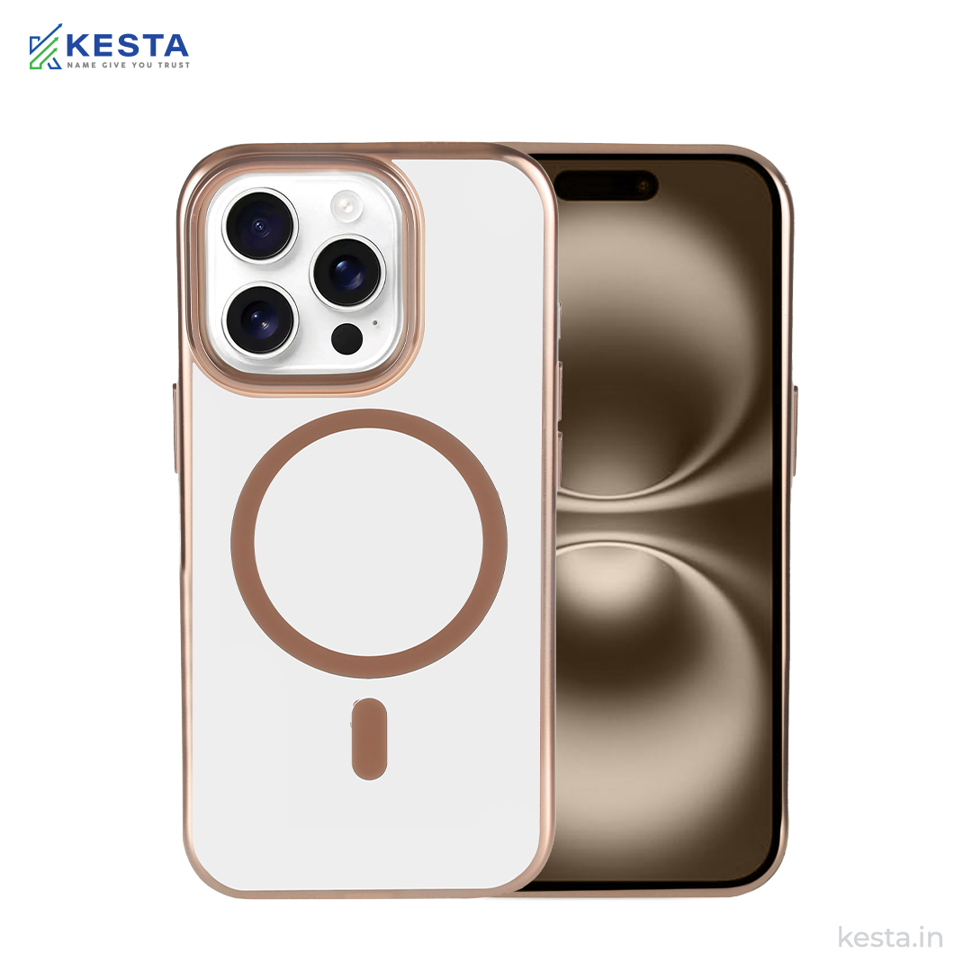 iPhone 16 Pro Max Cover - Notify Popup Gold Transparent Case (Camera Sink Protection & Wireless Charging Optimized)